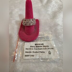 Starry Summer Nights Silver Ring with Rose Quartz